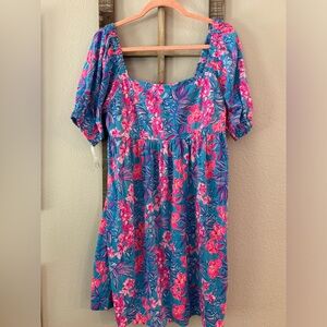 DELANEY SHORT SLEEVE DRESS, CUMULUS BLUE ORCHID OASIS size 12 NWT